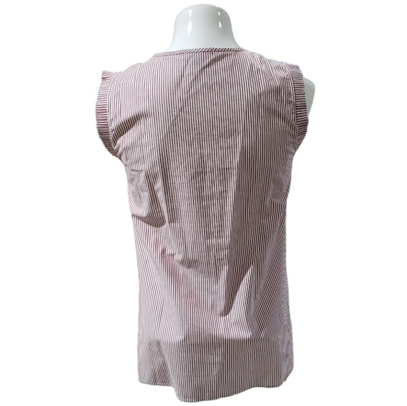 WOMEN'S J.CREW MARGOT STRIPED END-ON-END RUFFLED FRONT TOP BLOUSE. - Picture 4 of 9